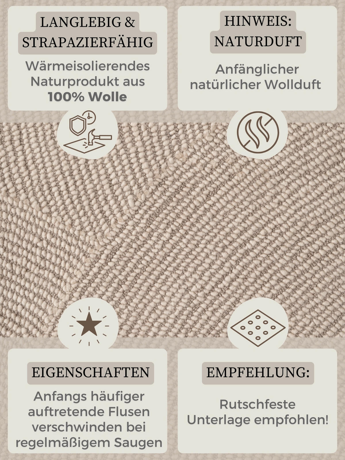 WOLLTEPPICH 120/180 cm Eleni Beige  - Beige, Basics, Textil (120/180cm)