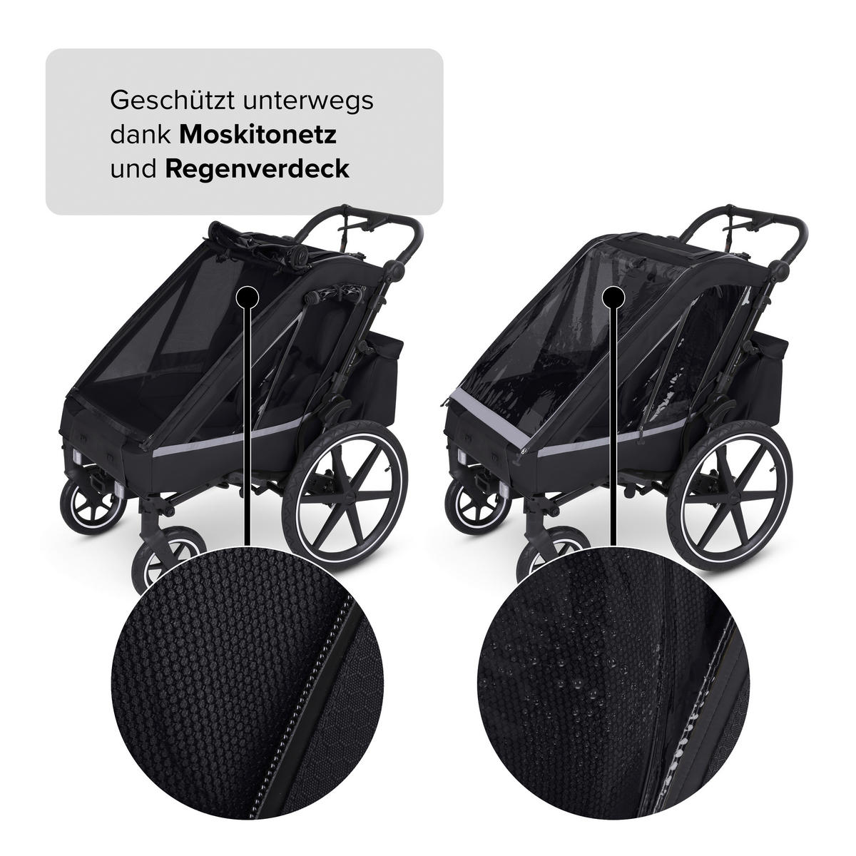 FAHRRADANHÄNGER   Tour  - Schwarz, Basics, Textil (109/80.5/75-111cm) - ABC Design