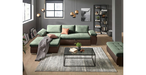 ECKSOFA in Flachgewebe Braun, Olivgrün 175/271 cm - Braun/Olivgrün, Design, Kunststoff/Textil (175/271cm) - Xora