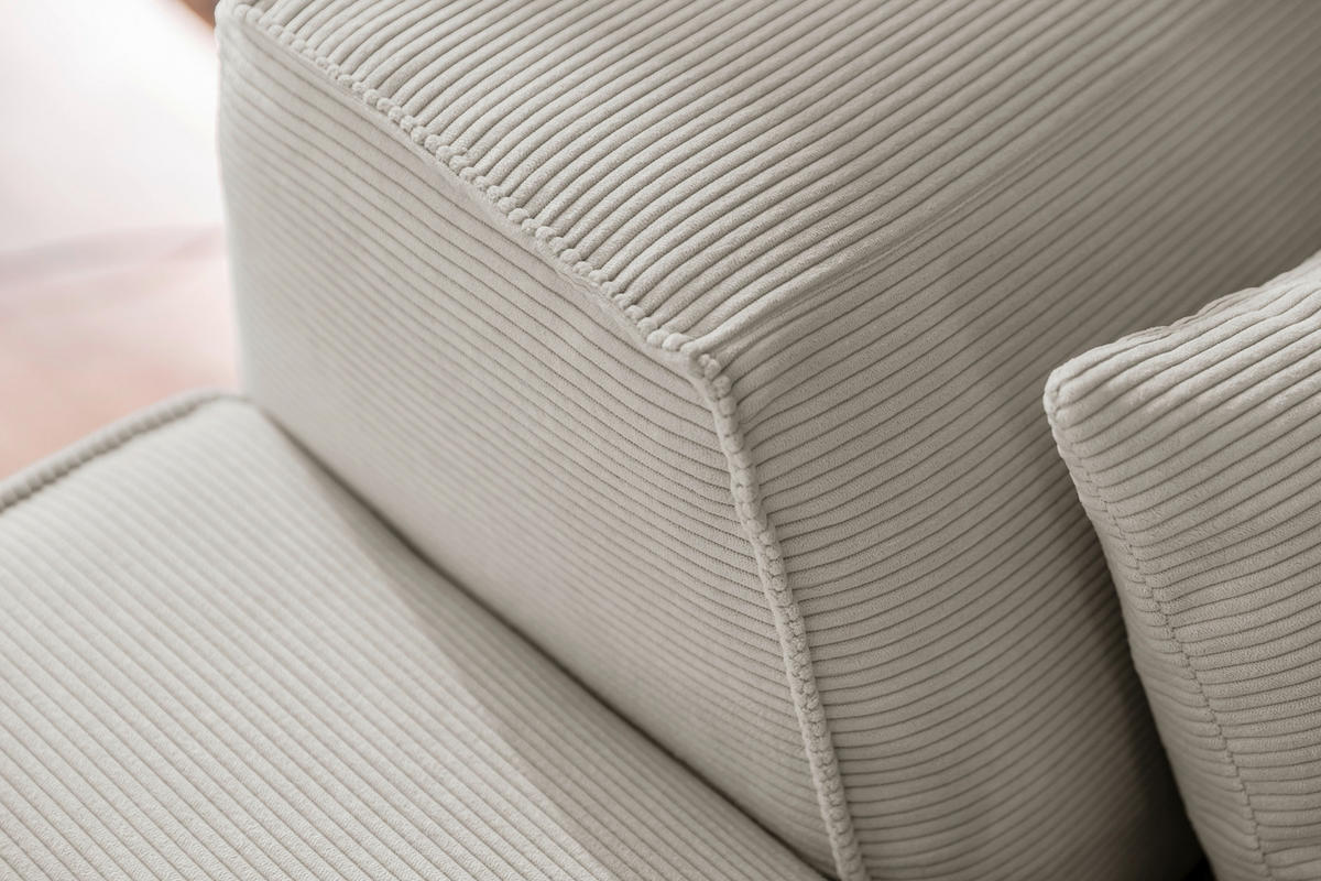 ECKSOFA Weiß Cord  - Schwarz/Weiß, Design, Kunststoff/Textil (270/210cm) - Pure Home Lifestyle