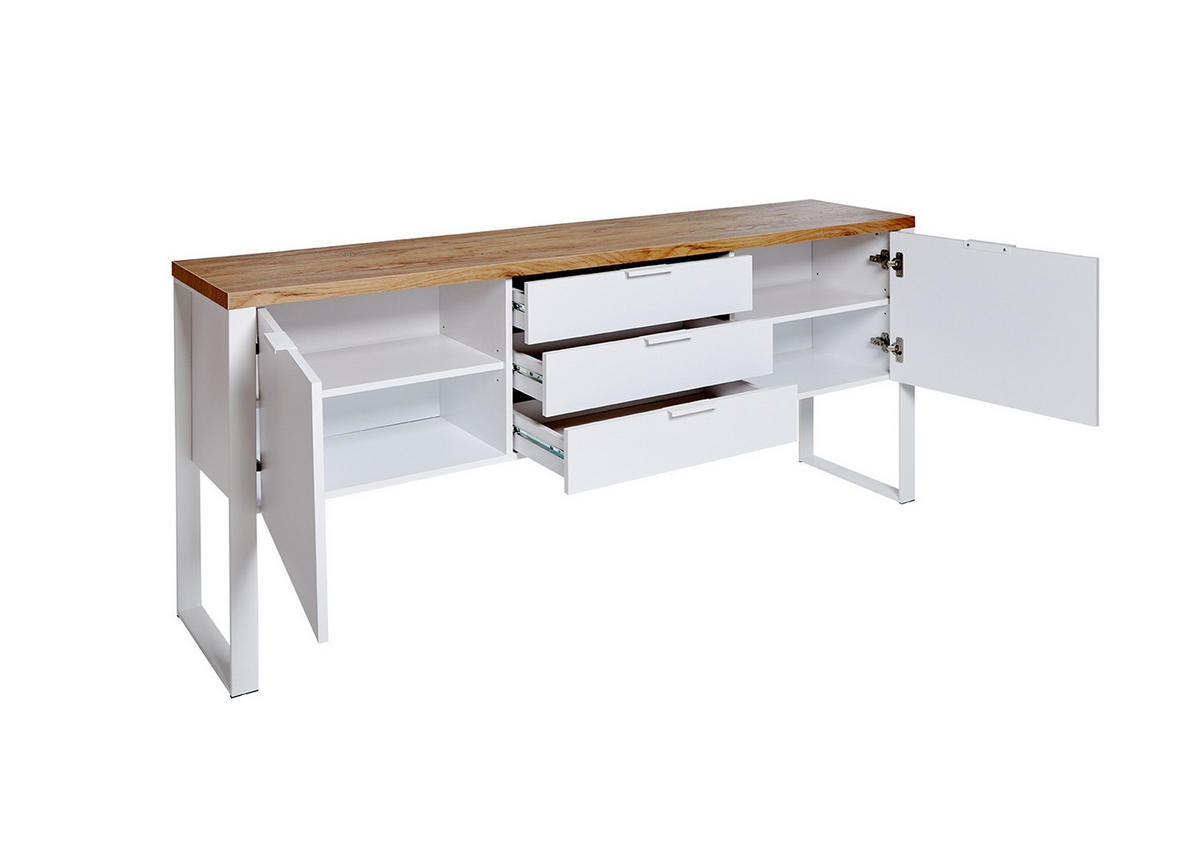 SIDEBOARD  in 180/76/40 cm  - Eichefarben/Weiß, KONVENTIONELL, Holzwerkstoff/Metall (180/76/40cm) - Livetastic
