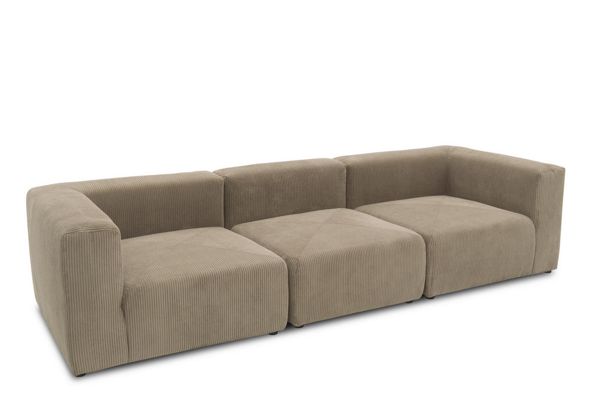 3-SITZER-SOFA Cord, Mikrofaser Schlammfarben  - Schlammfarben/Schwarz, Design, Kunststoff/Textil (301/69/108cm) - MID.YOU