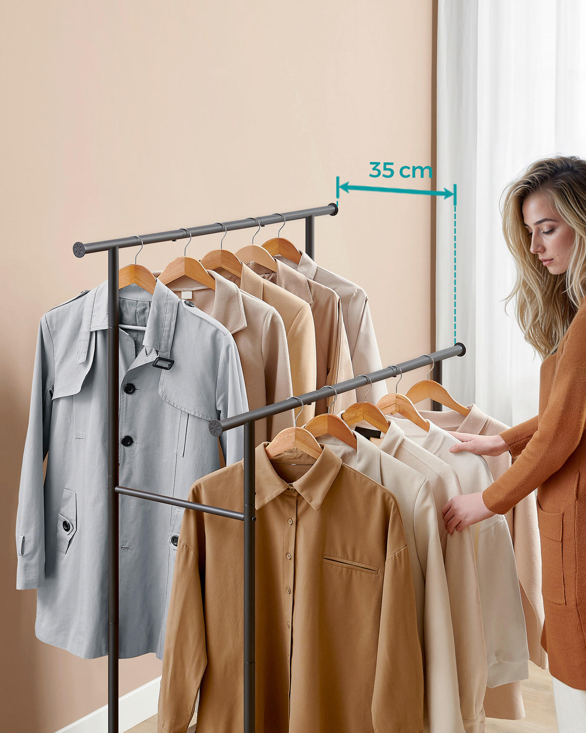 KLEIDERWAGEN in Braun, Schwarz 98,5/156,8/39,6 cm   - Schwarz/Braun, Basics, Holzwerkstoff/Kunststoff (98,5/156,8/39,6cm)