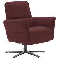 RELAXSESSEL Echtleder Relaxfunktion, Kopfteilverstellung, Nackenkissen    - Bordeaux/Schwarz, Design, Leder/Metall (81/118/82cm) - Schöner Wohnen
