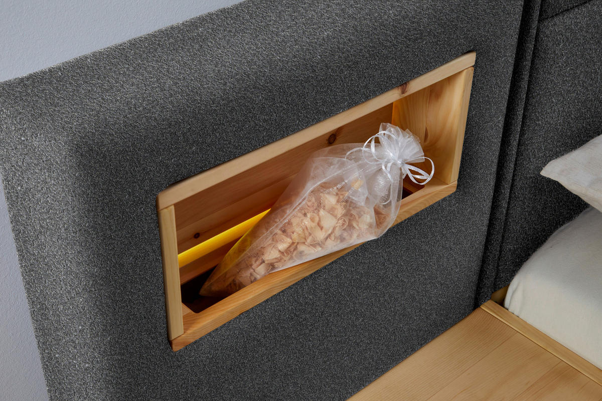 BOXSPRINGBETT 200/200 cm  in Grau, Eichefarben  - Eichefarben/Grau, Natur, Holz/Textil (200/200cm) - Valnatura