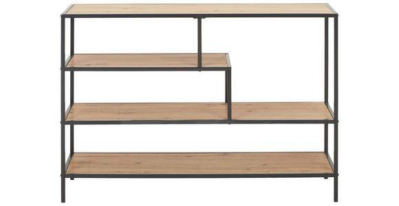 REGAL Schwarz, Eichefarben  - Eichefarben/Schwarz, Trend, Holzwerkstoff/Metall (114/78/33cm) - Xora