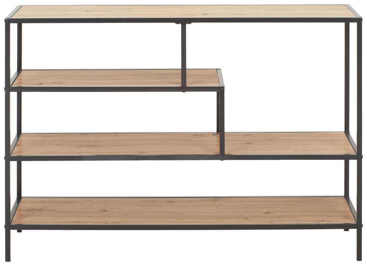 REGAL Schwarz, Eichefarben  - Eichefarben/Schwarz, Trend, Holzwerkstoff/Metall (114/78/33cm) - Xora