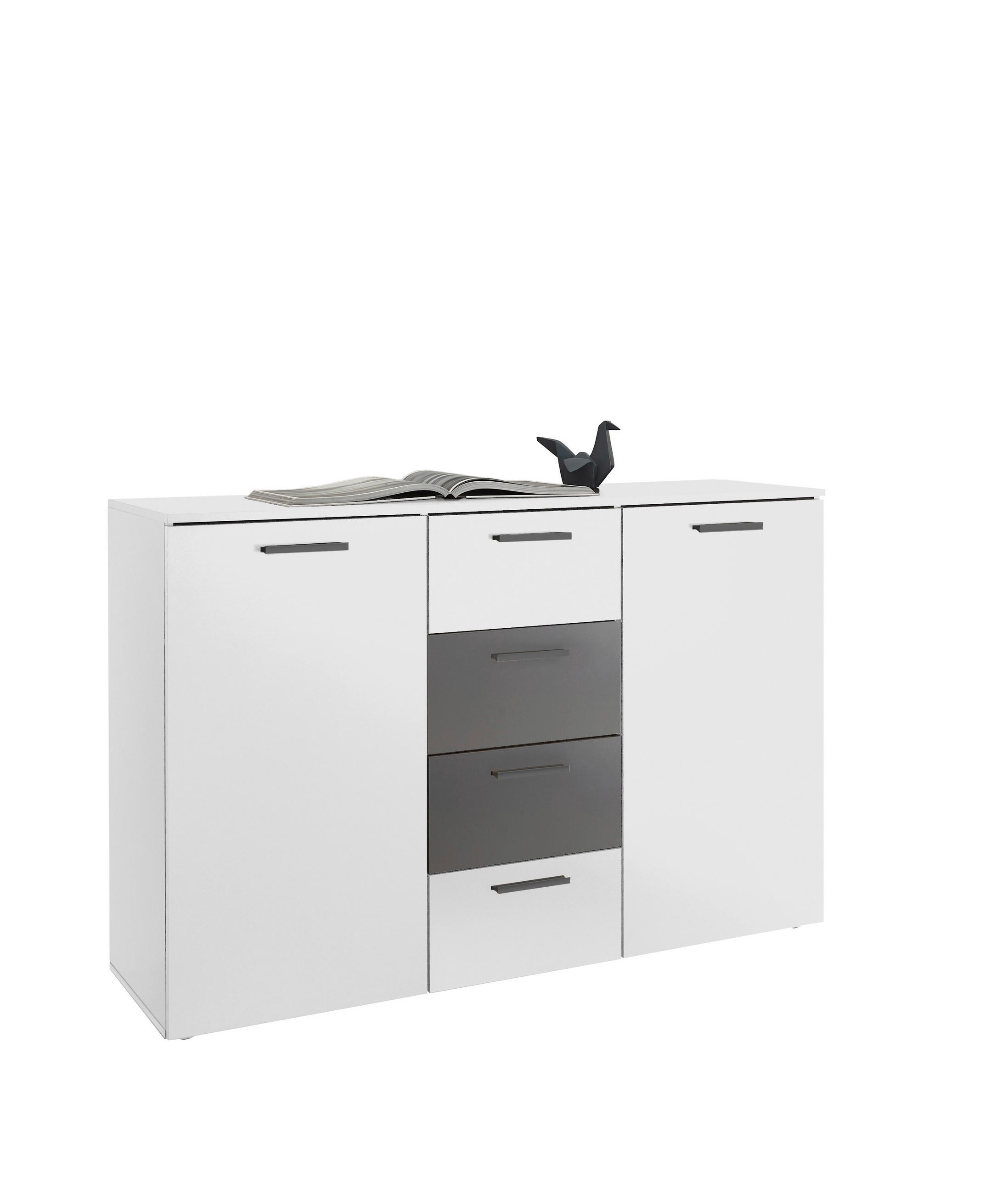 KOMMODE 140/89/38 cm in Graphitfarben, Weiss - Weiss/Schwarz, Modern, Holzwerkstoff/Kunststoff (140/89/38cm) - Livetastic