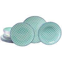 SERVIS Mediterran Petrol 12 delar  - vit/petrol, Basics, keramik - Creatable