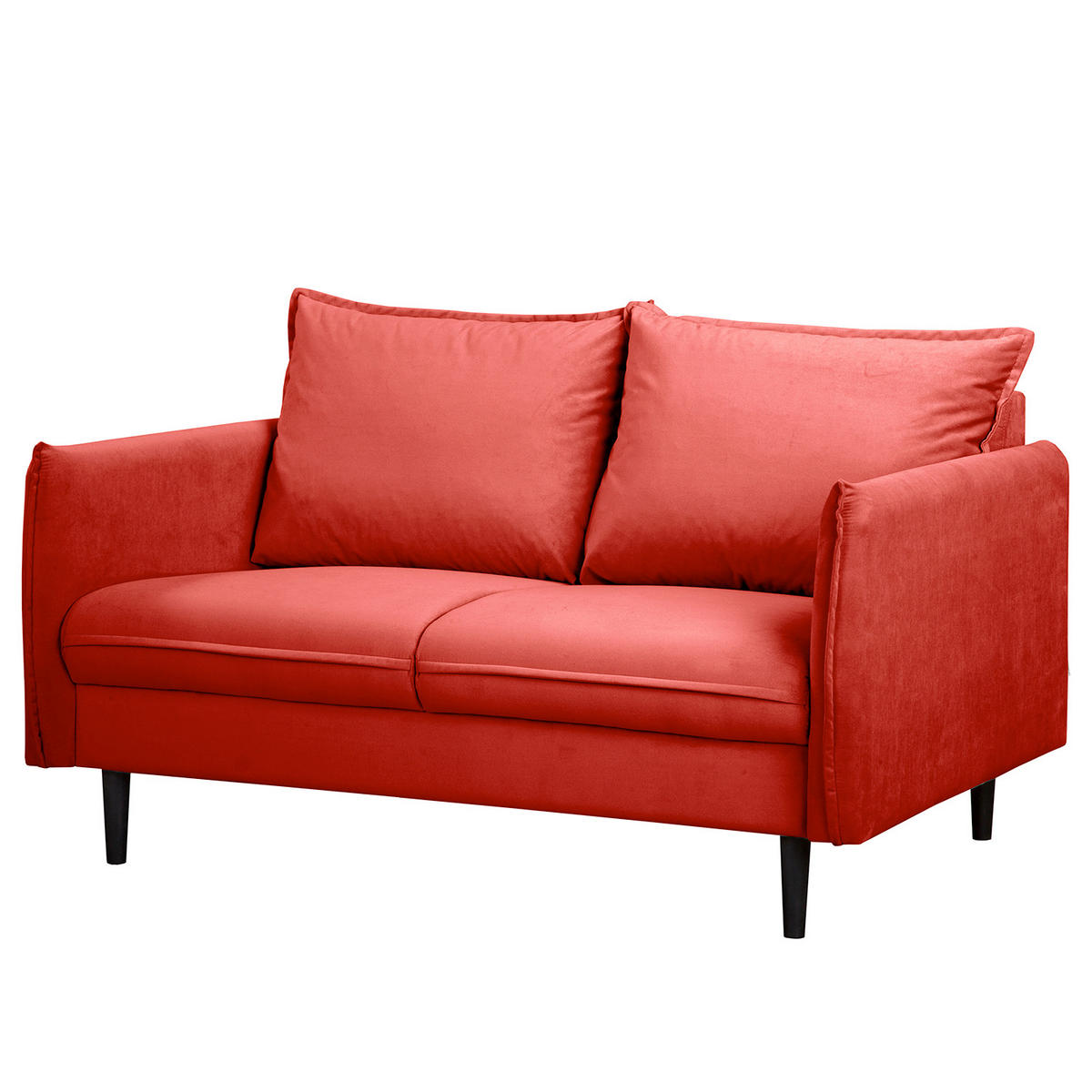2-SITZER-SOFA Samt Rot  - Rot/Schwarz, Design, Holz/Textil (138/86/100cm) - P & B