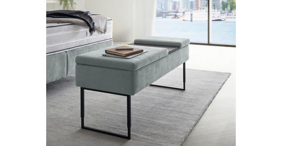 BETTBANK Flachgewebe Fichte, Kiefer Hellblau  - Schwarz/Hellblau, Design, Holz/Textil (124/45,5-61,5/49cm) - Dieter Knoll