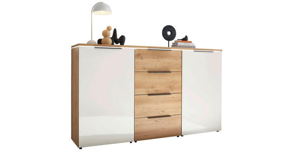 SIDEBOARD  in 180/104/43 cm  - Schieferfarben/Eiche Bianco, Basics, Glas/Holzwerkstoff (180/104/43cm) - Dieter Knoll