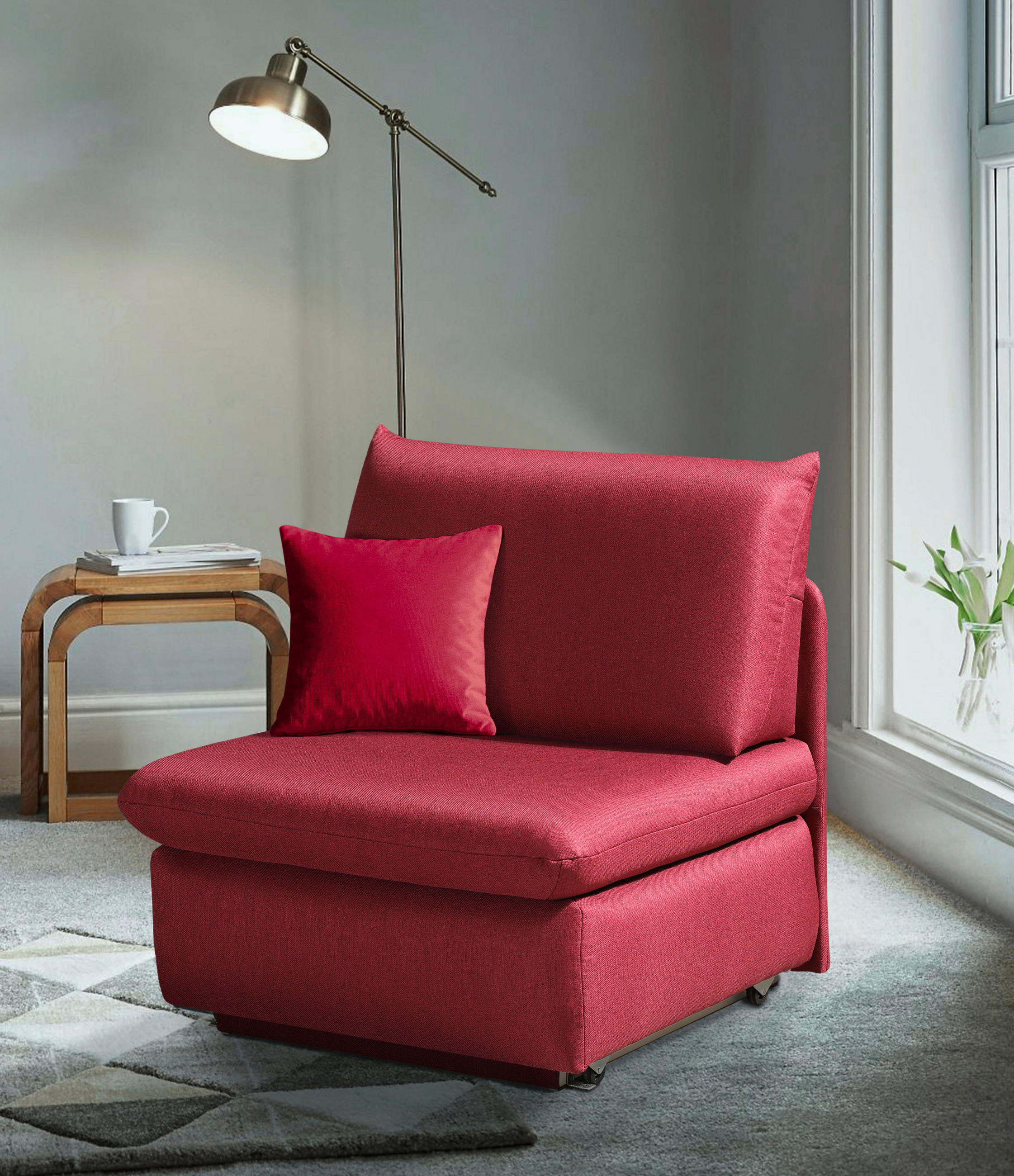 SCHLAFSESSEL Flachgewebe Weinrot  - Weinrot, Design, Textil (90/89/83cm) - Novel