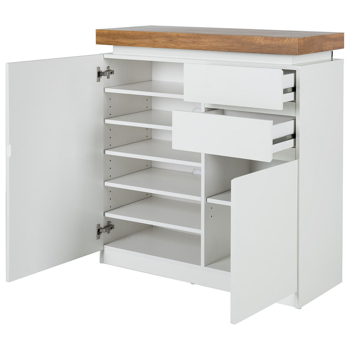 SCHUHSCHRANK Weiß, Eichefarben  - Eichefarben/Weiß, Design, Holzwerkstoff (91/97/38cm) - Livetastic