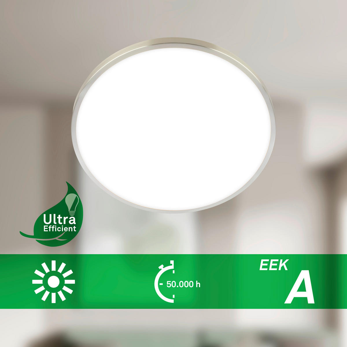 LED-DECKENLEUCHTE Kaida 33/6 cm   - Nickelfarben, Basics, Kunststoff/Metall (33/6cm)