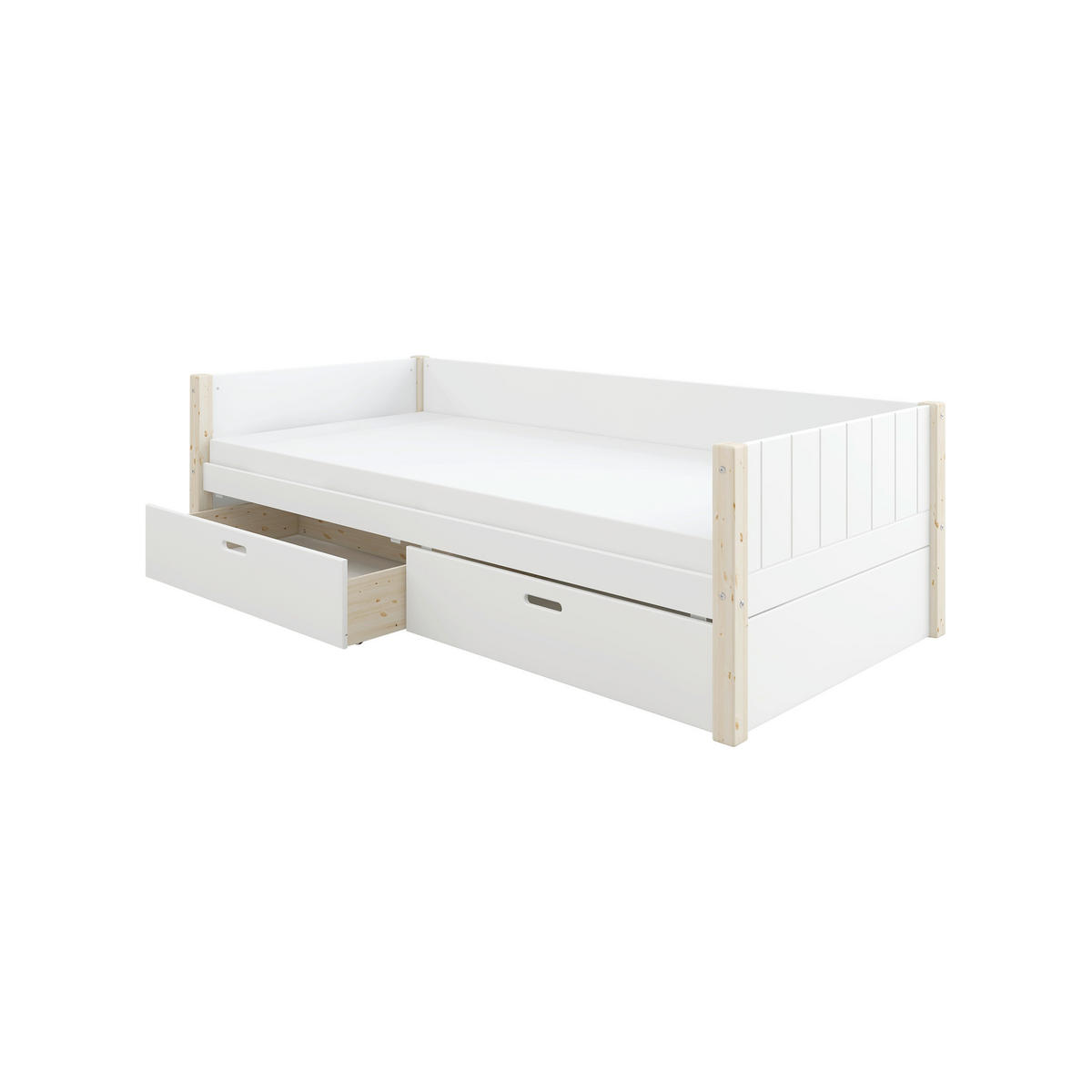 BETT in Weiß, Kieferfarben  - Weiß/Kieferfarben, MODERN, Holz (90/200cm) - Chameo