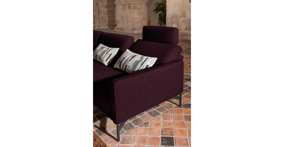 ECKSOFA in Flachgewebe, Struktur Dunkelrot  - Anthrazit/Dunkelrot, Design, Textil/Metall (230/254cm) - Ambiente