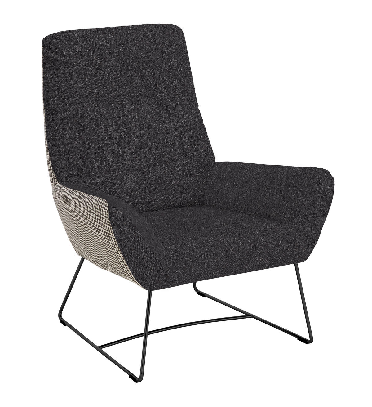 SESSEL in Flachgewebe Grau  - Schwarz/Grau, Design, Textil/Metall (82/102/81cm) - Pure Home Lifestyle