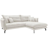 ECKSOFA Creme Velours  - Creme/Schwarz, Design, Textil/Metall (255/180cm) - Livetastic