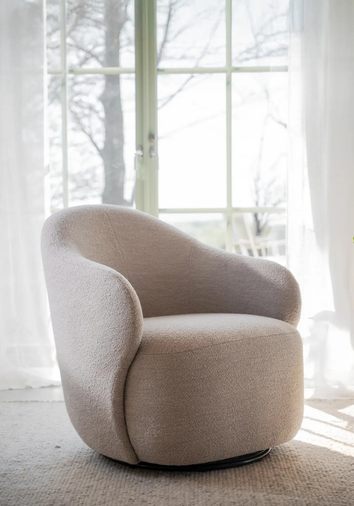 FÅTÖLJ i trä, metall, textil beige  - beige/svart, Klassisk, metall/trä (76/80/80cm) - Rowico