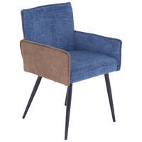 ARMLEHNSTUHL  in Eisen Leinenoptik  - Blau/Schwarz, MODERN, Textil/Metall (57/84/57cm) - MID.YOU