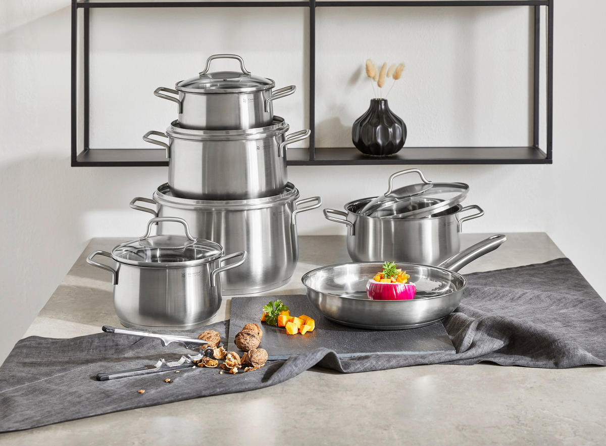 KOCHTOPFSET Brilliant 6-teilig  - Klar/Edelstahlfarben, Basics, Glas/Metall - WMF