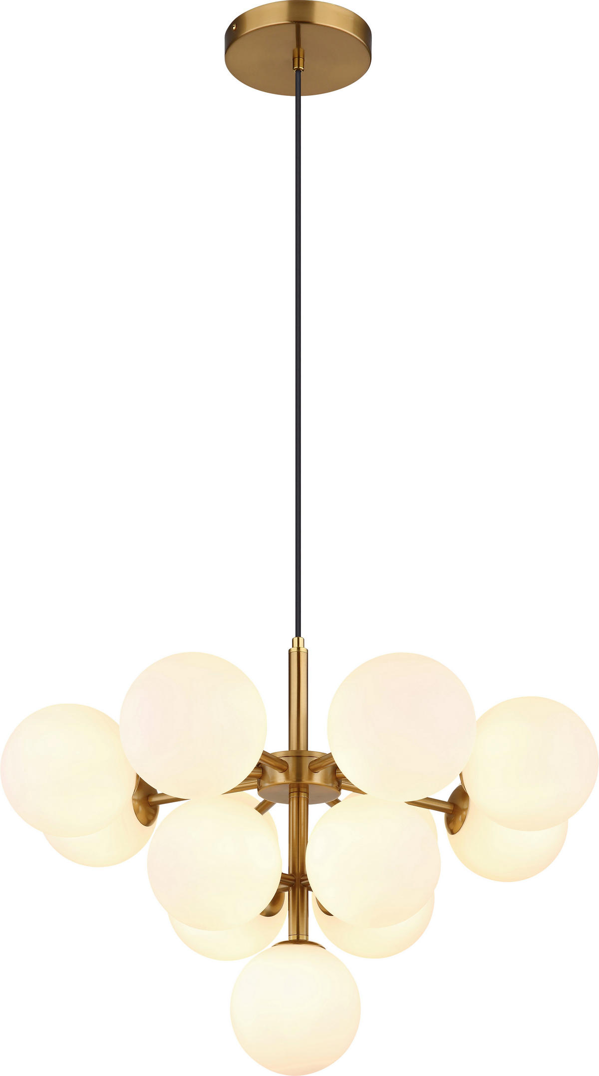 HÄNGELEUCHTE 56/120 cm   - Goldfarben/Opal, MODERN, Glas/Metall (56/120cm) - Novel