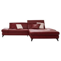 ECKSOFA Bordeaux Echtleder  - Bordeaux/Schwarz, Design, Leder/Metall (316/184cm) - Cantus
