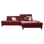 ECKSOFA Bordeaux Echtleder  - Bordeaux/Schwarz, Design, Leder/Metall (316/184cm) - Cantus