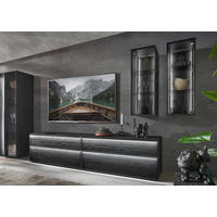 WOHNWAND  in Anthrazit 308/204/49 cm  - Anthrazit/Schwarz, Design, Glas/Holz (308/204/49cm) - Johann Jakob