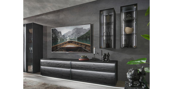 WOHNWAND in Anthrazit 308/204/49 cm - Anthrazit/Schwarz, Design, Glas/Holz (308/204/49cm) - Johann Jakob