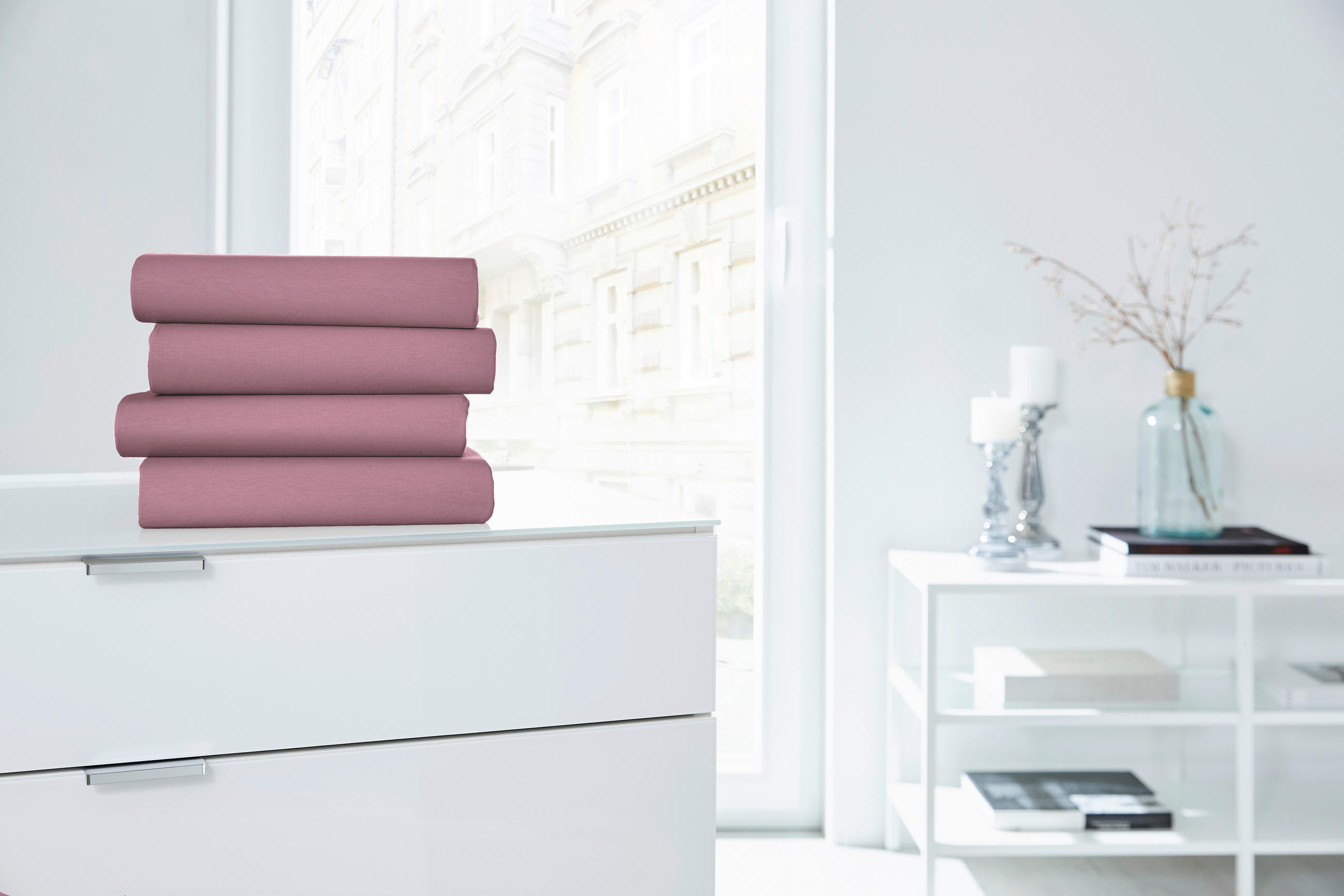 SPANNLEINTUCH 150/200 cm Jersey  - Altrosa, Basics, Textil (150/200cm)