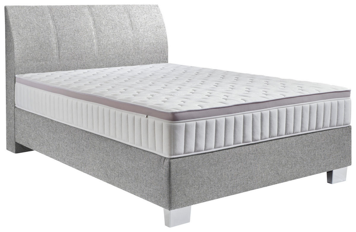 BOXSPRINGBETT 140/200 cm  in Taupe  - Taupe/Chromfarben, Konventionell, Kunststoff/Textil (140/200cm) - Hom`in