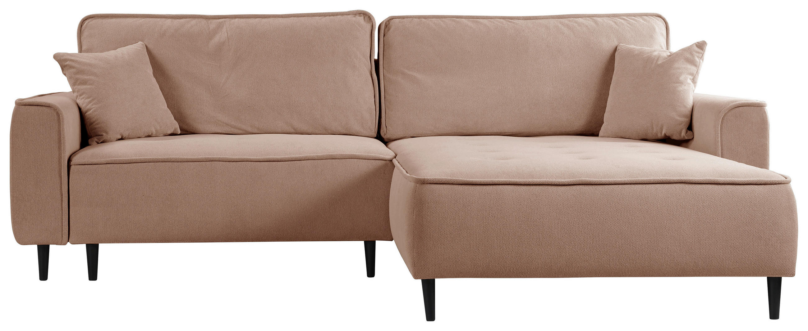 ECKSOFA in Flachgewebe Rosa  - Schwarz/Rosa, Design, Holz/Textil (263/183cm) - MID.YOU