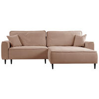 ECKSOFA in Flachgewebe Rosa  - Schwarz/Rosa, Design, Holz/Textil (263/183cm) - MID.YOU