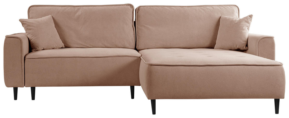 ECKSOFA in Flachgewebe Rosa  - Schwarz/Rosa, Design, Holz/Textil (263/183cm) - MID.YOU