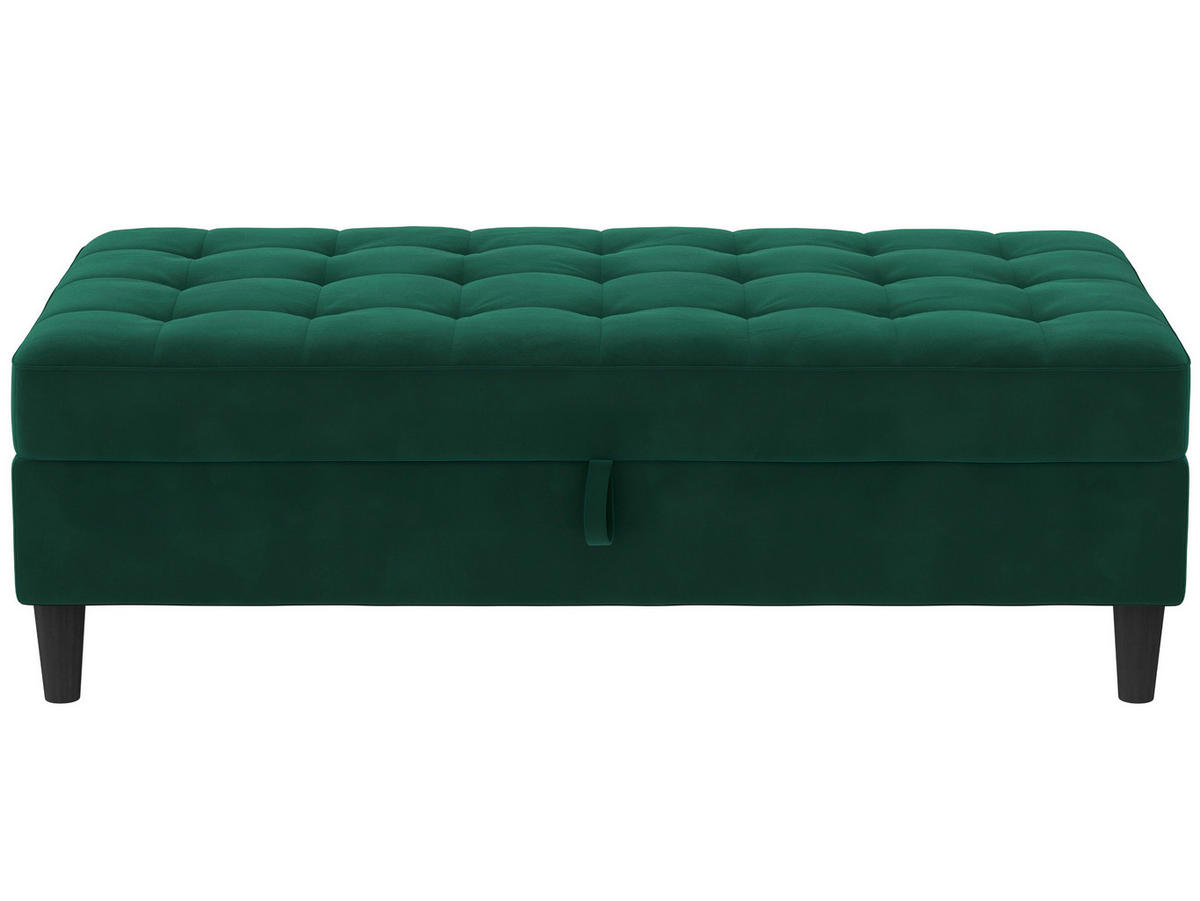HOCKER in Textil Dunkelgrün  - Dunkelgrün/Schwarz, Basics, Kunststoff/Textil (130/43/69cm) - Livetastic