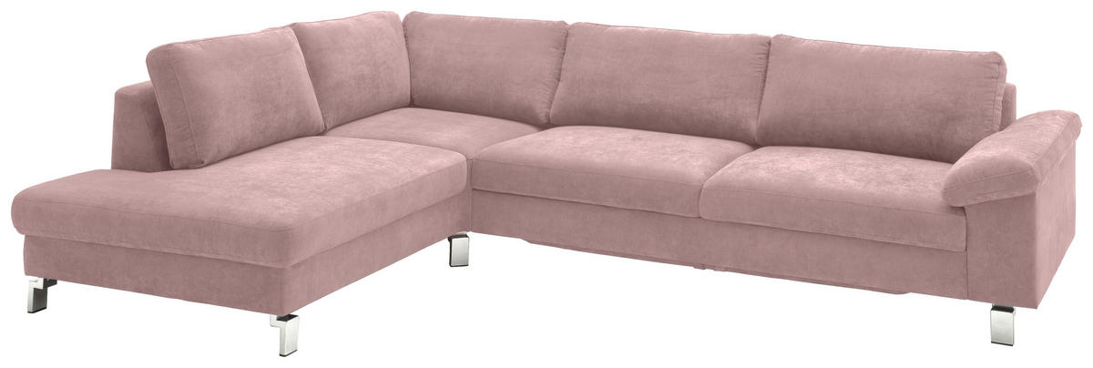 ECKSOFA Rosa Velours  - Chromfarben/Rosa, Design, Textil/Metall (200/281cm) - Hom`in