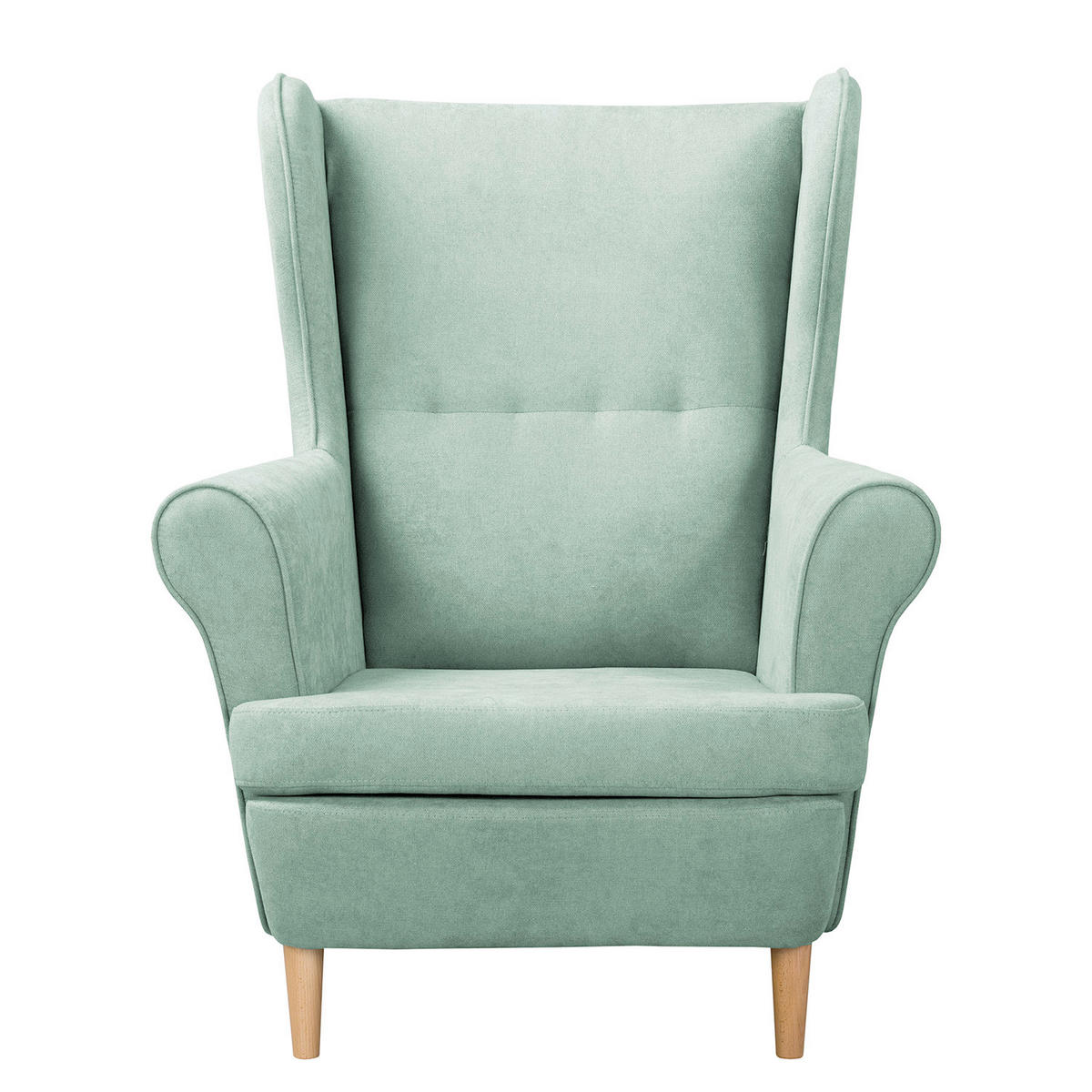 OHRENSESSEL Mikrofaser Mintgrün  - Naturfarben/Mintgrün, Design, Holz/Textil (87/105/90cm) - Livetastic