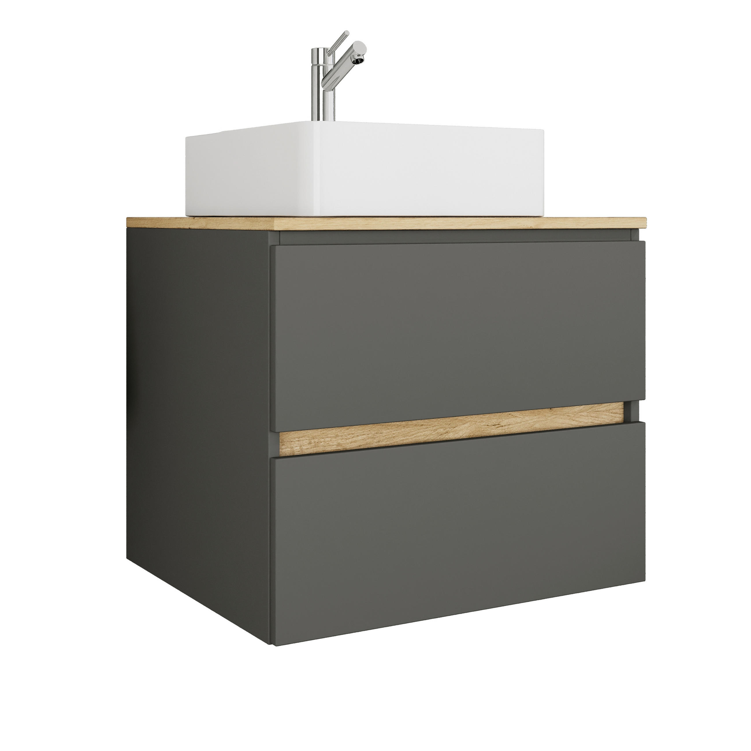 BADEZIMMER 2-teilig  in  - Honigeiche/Anthrazit, Trend, Keramik/Holzwerkstoff (60/67/51cm) - MID.YOU