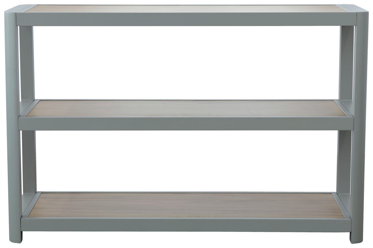 REGAL Hellgrau, Teakfarben  - Hellgrau/Teakfarben, Design, Metall (135,5/87,5/48.5cm) - Ambia Garden