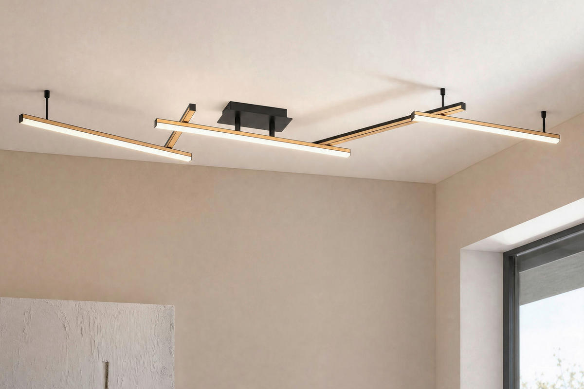 LED-DECKENLEUCHTE Rimini 220/12/11 cm   - Ahornfarben/Schwarz, Design, Kunststoff/Metall (220/12/11cm) - Eglo