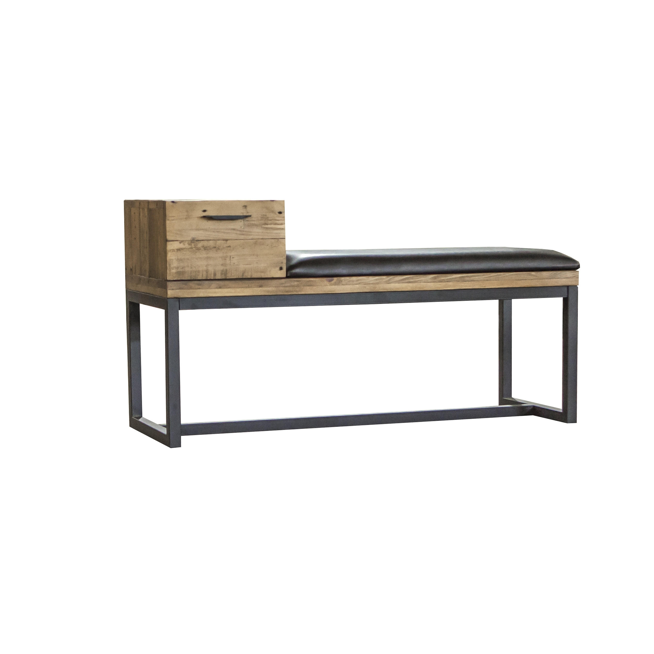 HALLBÄNK 110/59,5/41,5 cm  - svart/pinjefärg, Trend, metall/trä (110/59,5/41,5cm) - Ambia Home