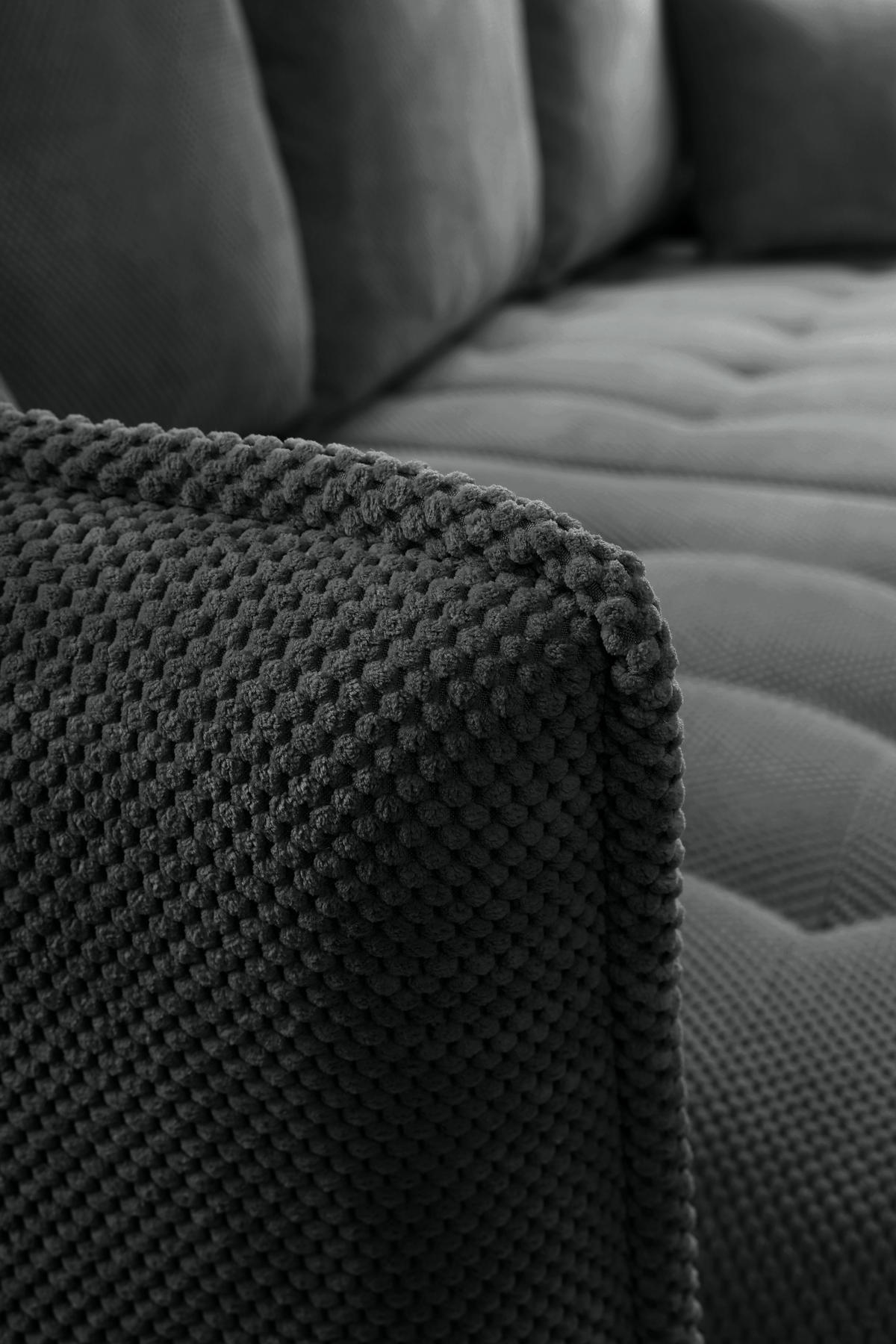 ECKSOFA in Chenille Schwarz  - Schwarz, Konventionell, Holz/Textil (160/290cm) - MID.YOU