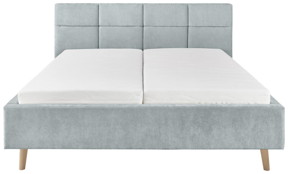 POLSTERBETT 180/200 cm,  in Hellblau,  - Eichefarben/Hellblau, KONVENTIONELL, Holz/Textil (180/200cm) - SetOne by Musterring
