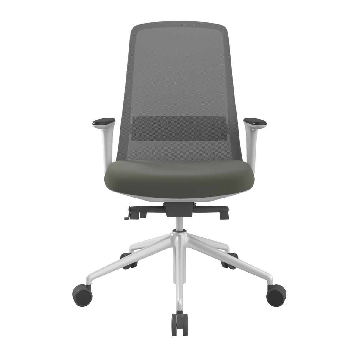 DREHSTUHL Grau, Weiß, Schieferfarben  - Schieferfarben/Weiß, MODERN, Leder/Kunststoff (70/103-115/70cm)