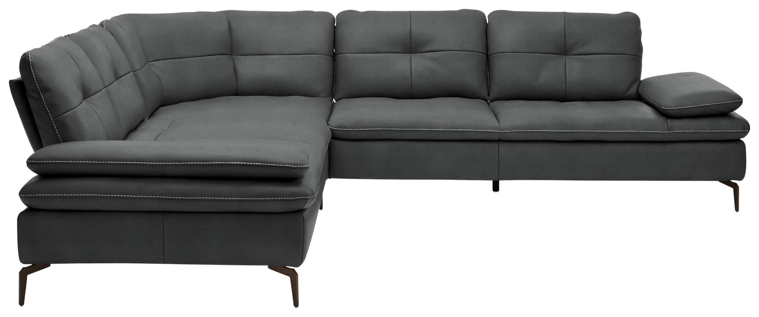 ECKSOFA Echtleder Anthrazit  - Weiss/Anthrazit, Design, Leder/Metall (298/298cm) - Chilliano