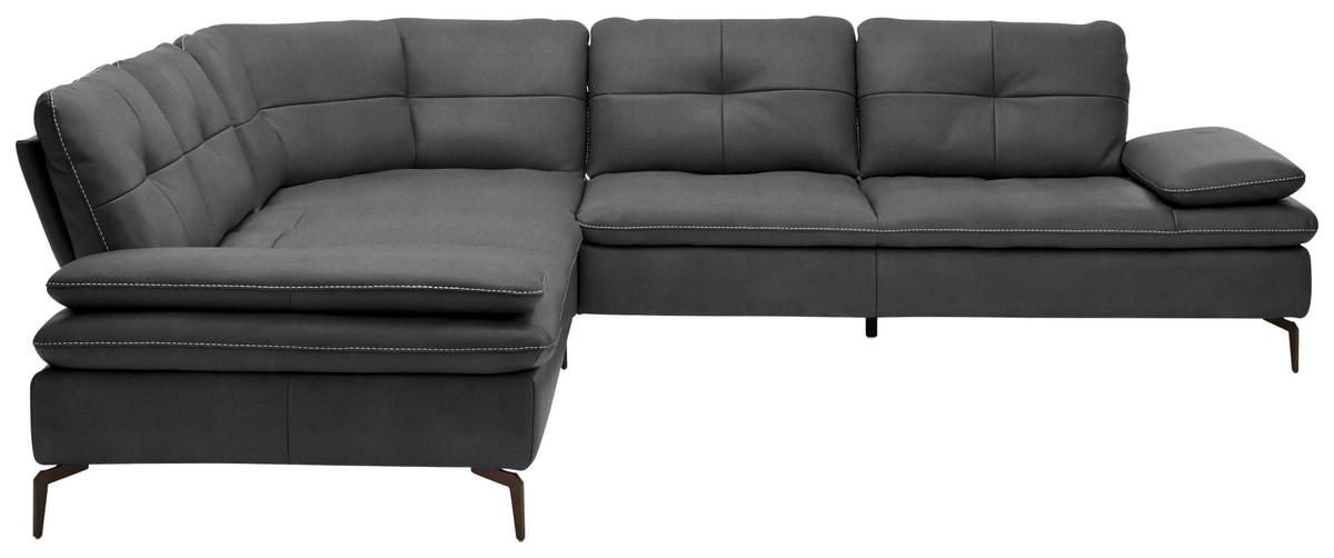 ECKSOFA Echtleder Anthrazit  - Weiss/Anthrazit, Design, Leder/Metall (298/298cm) - Chilliano