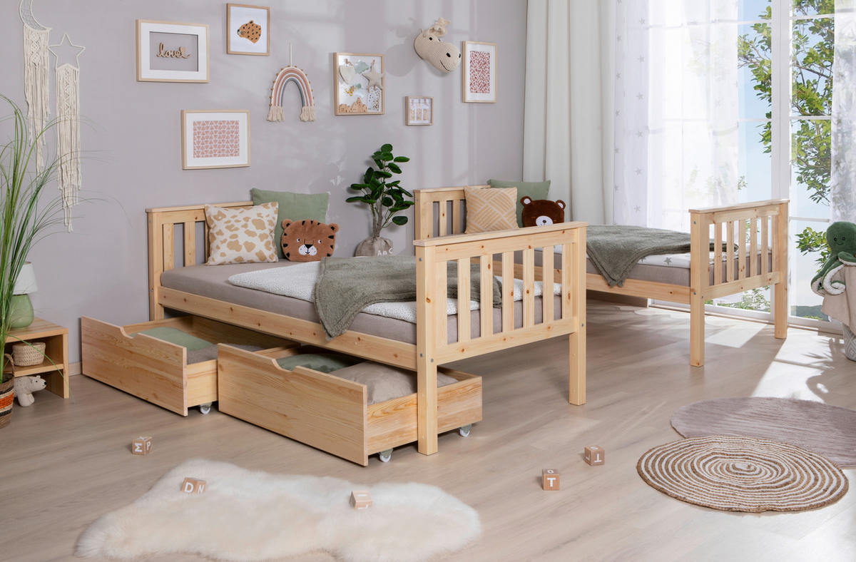 ETAGENBETT 90/200 cm Naturfarben  - Naturfarben, Modern, Holz (90/200cm) - MID.YOU