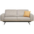 3-SITZER-SOFA in Struktur Beige  - Beige/Schwarz, Design, Holz/Textil (205/76-97/102cm) - Novel